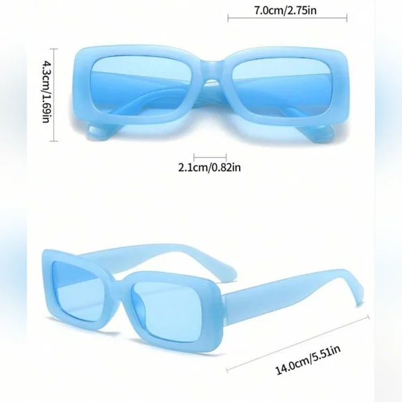 1pc Plastic Square Baby Blue Decorative Unisex Fashion Glasses - Picture 4 of 6